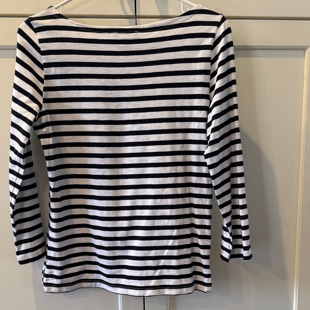 100% cotton J. Crew Navy and White Striped Long Sleeve Tee - Picture 4 of 4